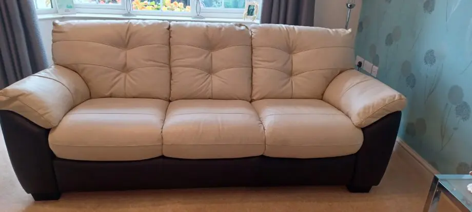 DFS cream and dark brown leather