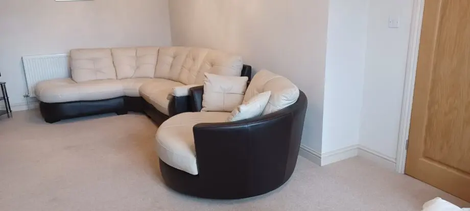 DFS cream and dark brown leather