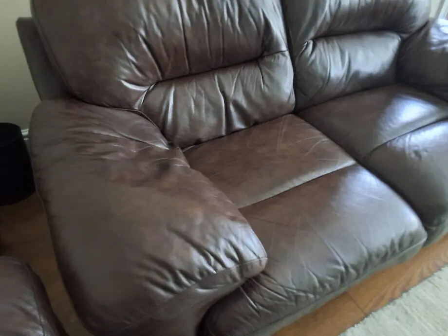 2 x Brown Leather Sofalogy Sofas, good condition