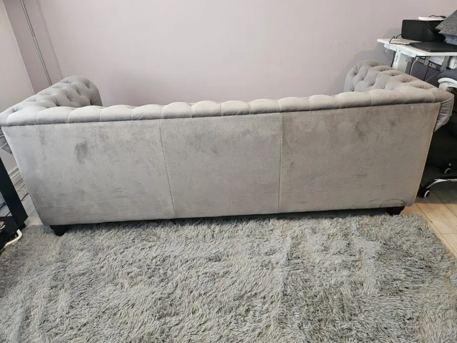 Hampton Grey Velvet L-Shaped Chesterfield Corner Sofa