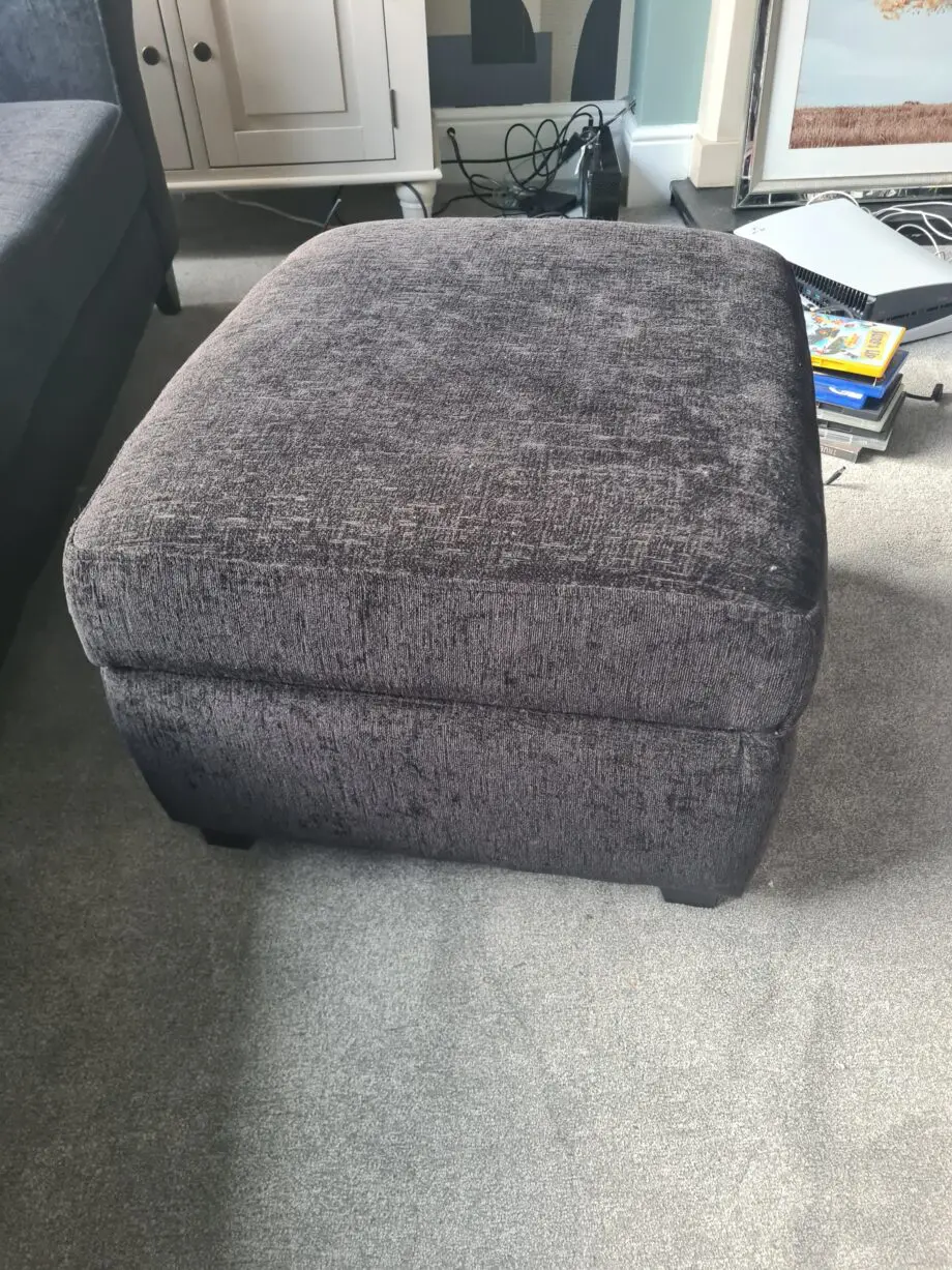 Black 3 and 4 seater Sofa set and Foot stool with storage