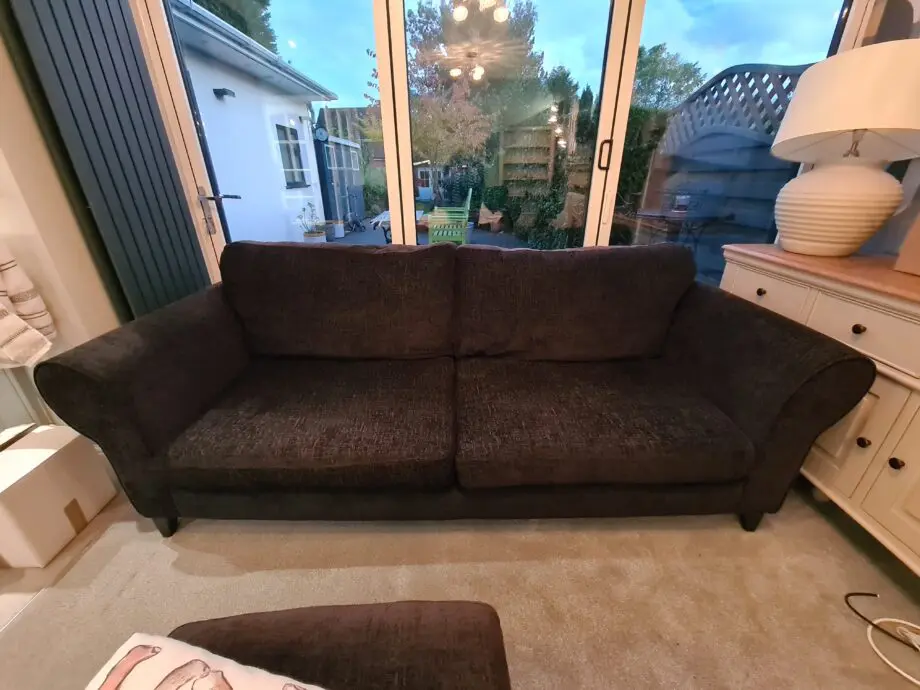 Black 3 and 4 seater Sofa set and Foot stool with storage
