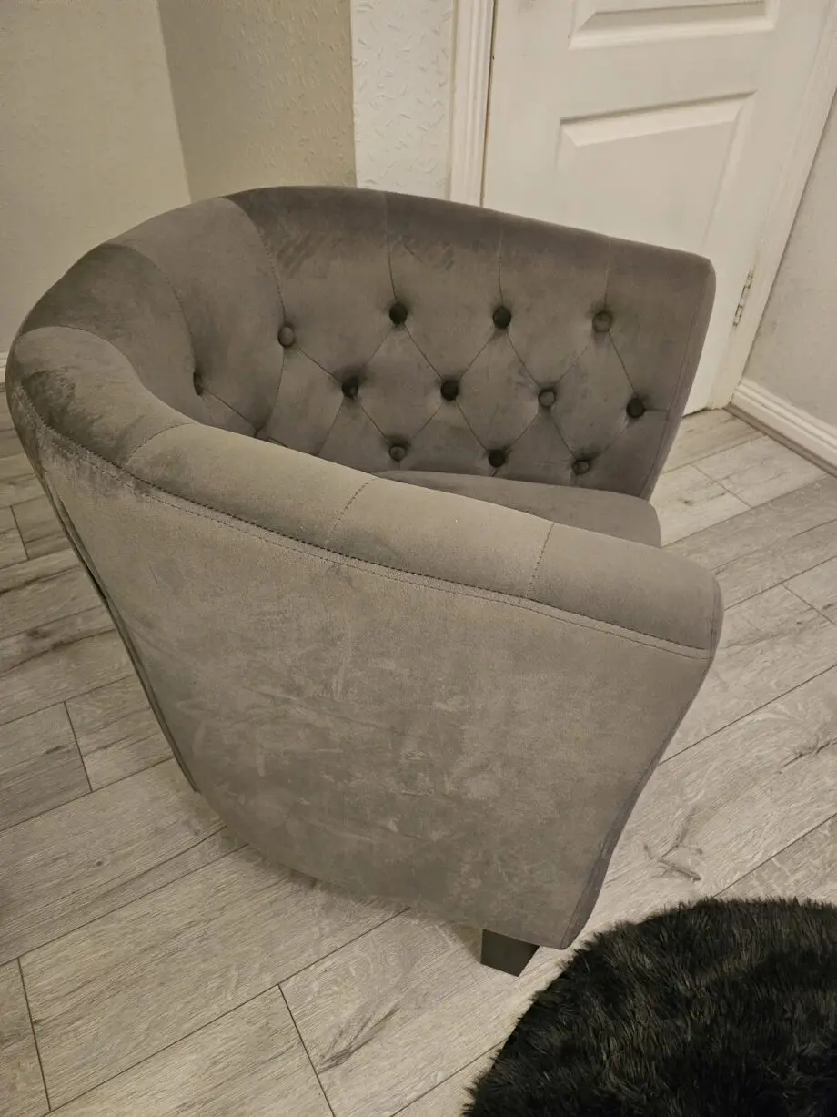 Grey Velvet Accent Tub Chair