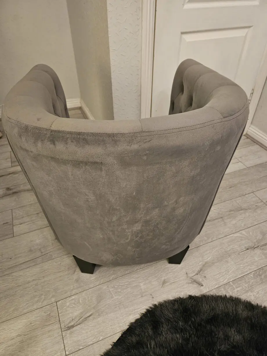 Grey Velvet Accent Tub Chair