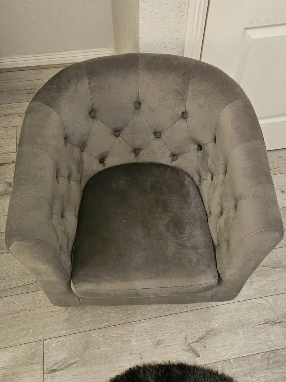 Grey Velvet Accent Tub Chair