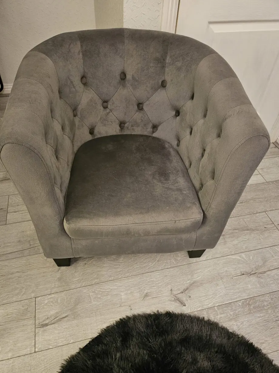Grey Velvet Accent Tub Chair
