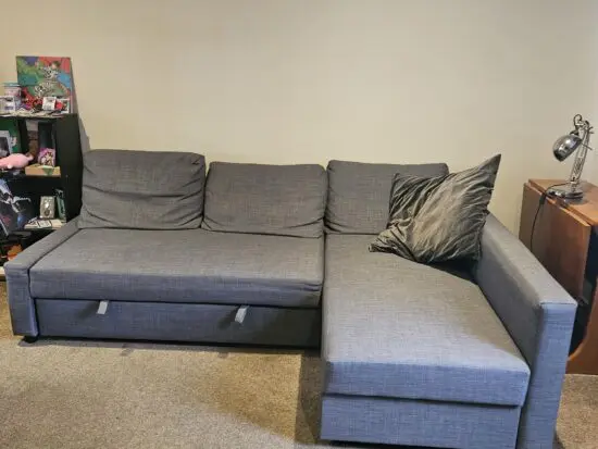 IKEA GREY SOFA BED, L-SHAPE, 3 SEATERgs
