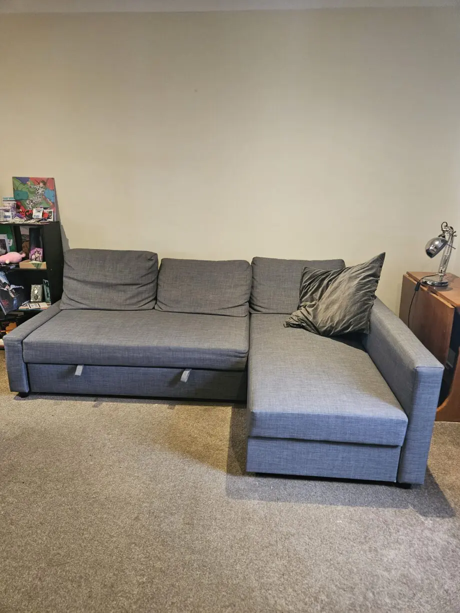 IKEA GREY SOFA BED, L-SHAPE, 3 SEATERgs