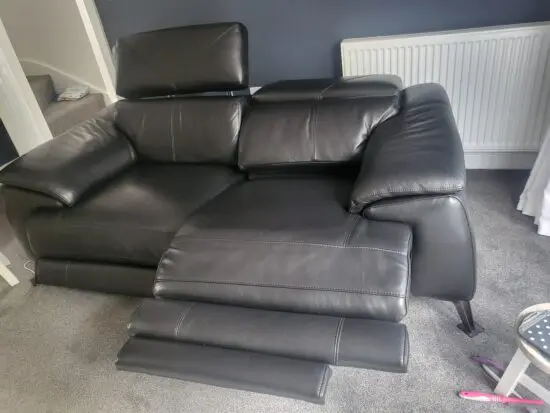 DFS Black Leather 2 Seater Electric Recliner