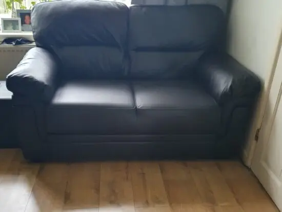 Panana Black Faux leather 2 seater sofa