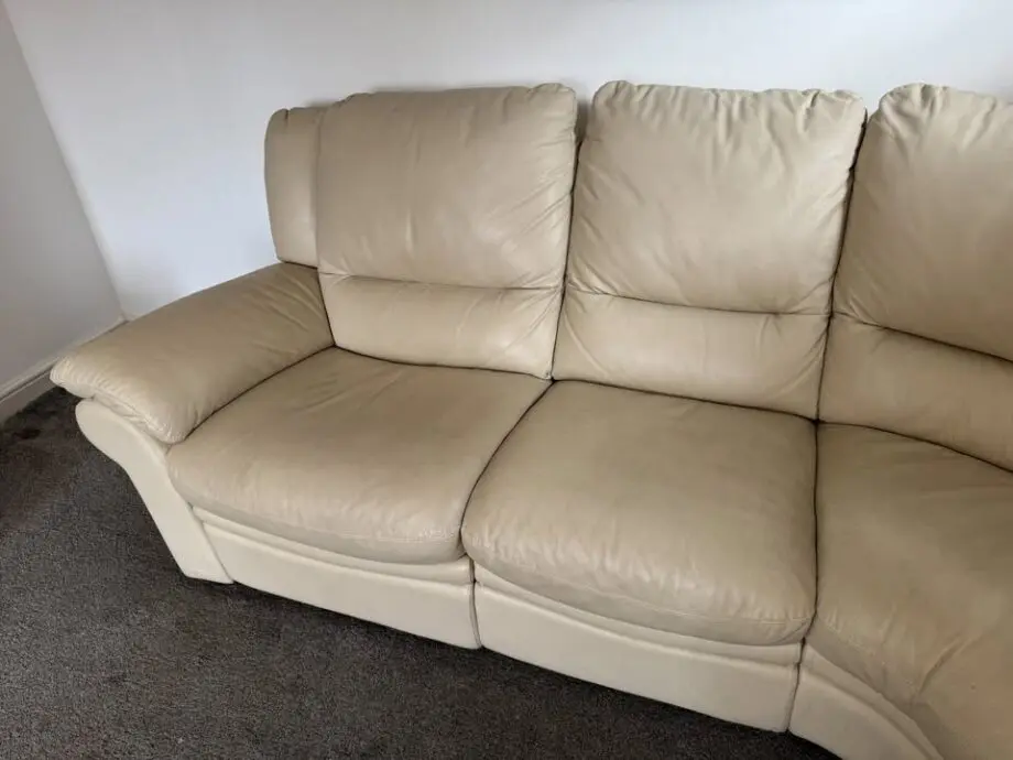 DFS Cream Leather Corner Sofa + 2 Footstools