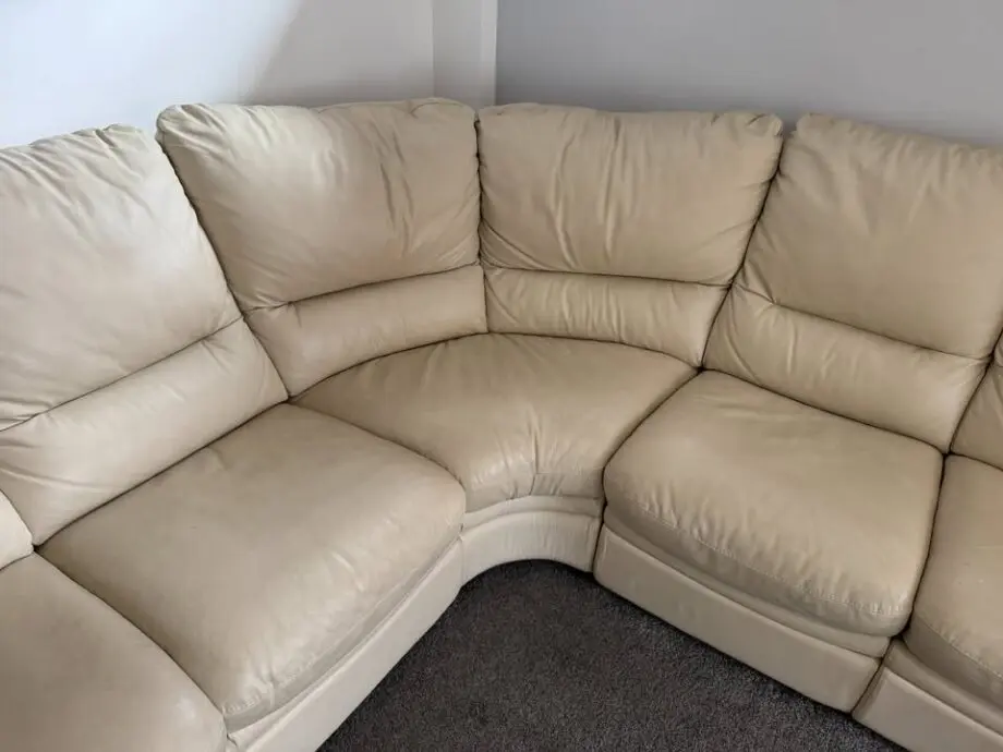 DFS Cream Leather Corner Sofa + 2 Footstools