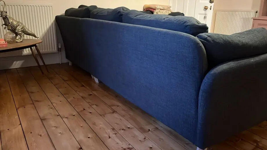 Loaf large right hand smithy corner sofa in welly boot clever woolly fabric