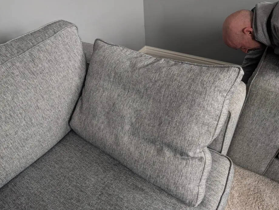 Beautiful and in great condition. Most comfortable sofa ever.