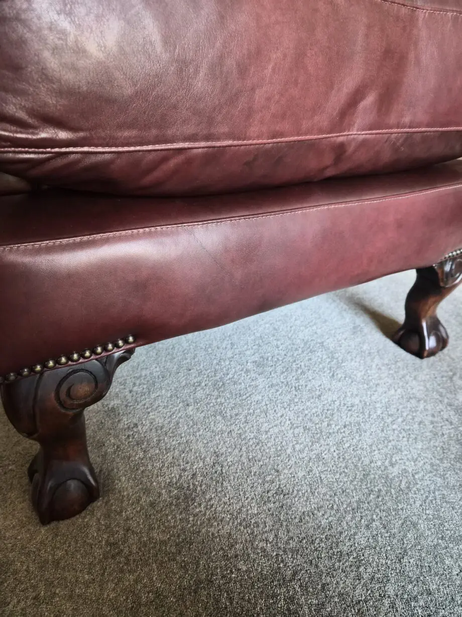 Richmond Chesterfield Sofa + Richmond Buttoned Back Wing Chair + Richmond Buttoned Top Footstool (Colour: Old Saddle Brown)