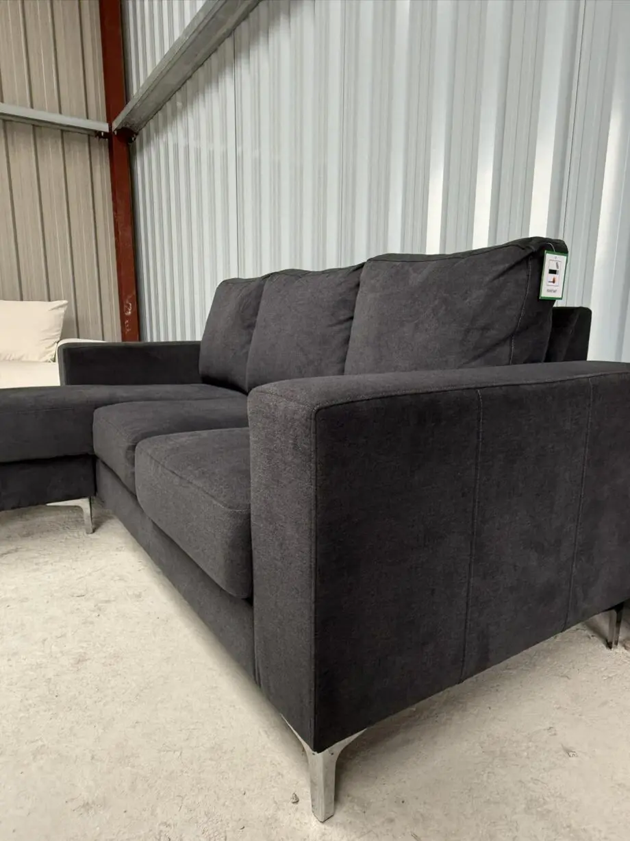 Baltimore L-Shape Corner Sofa, Slate Grey Classic Plush Fabric