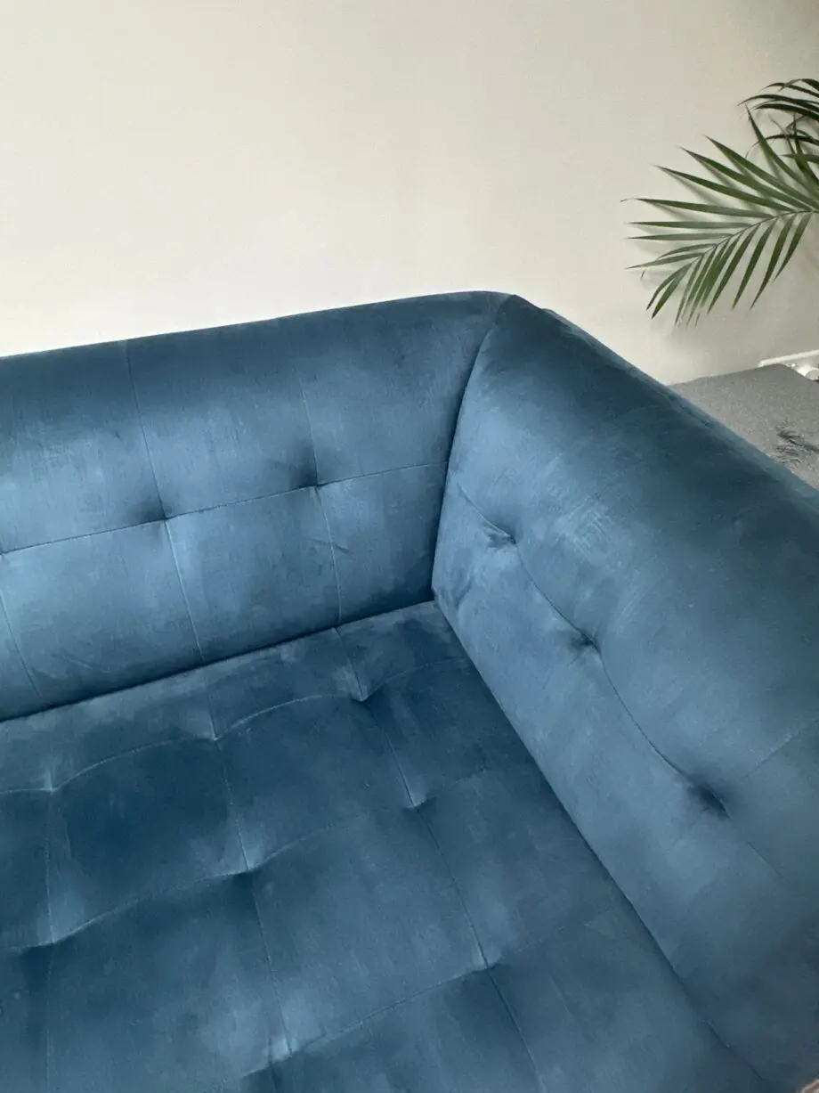 Furniture Village 3 Seater Rene Heritage Airforce Blue & Matching Large Footstool