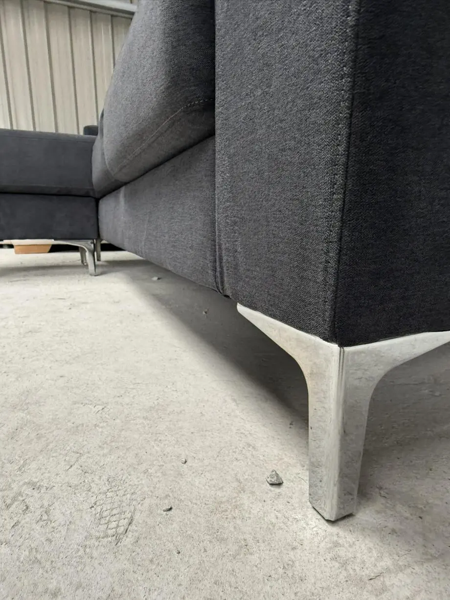 Baltimore L-Shape Corner Sofa, Slate Grey Classic Plush Fabric