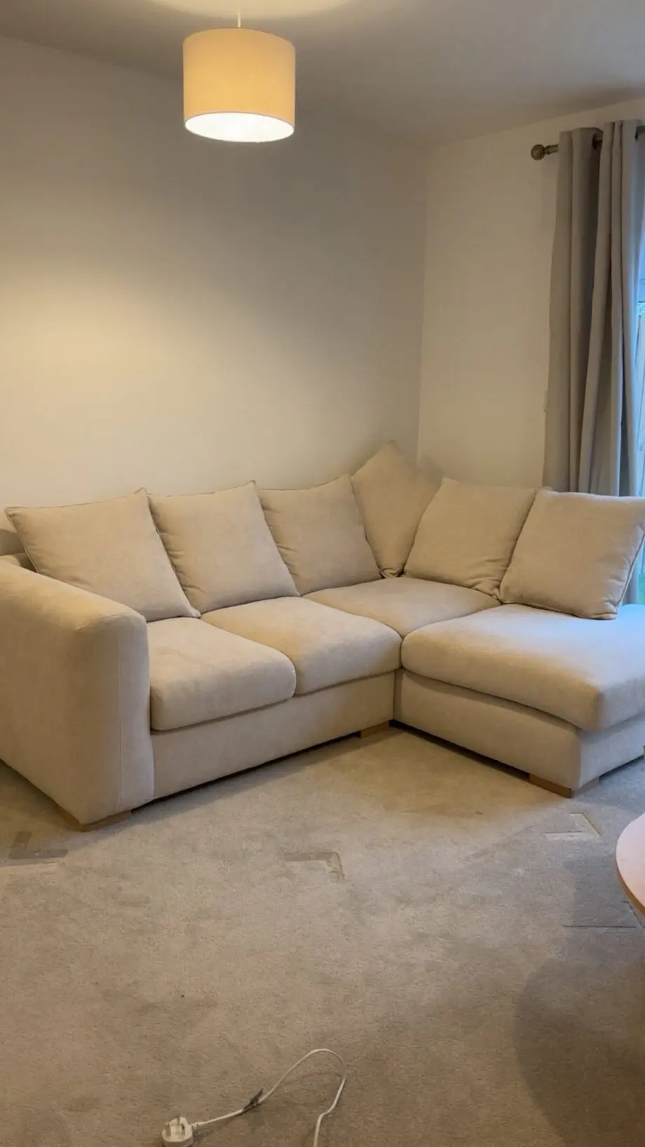 Henley Highback Corner Sofa || Natural Cream Colour & Luxe Chenille Fabric