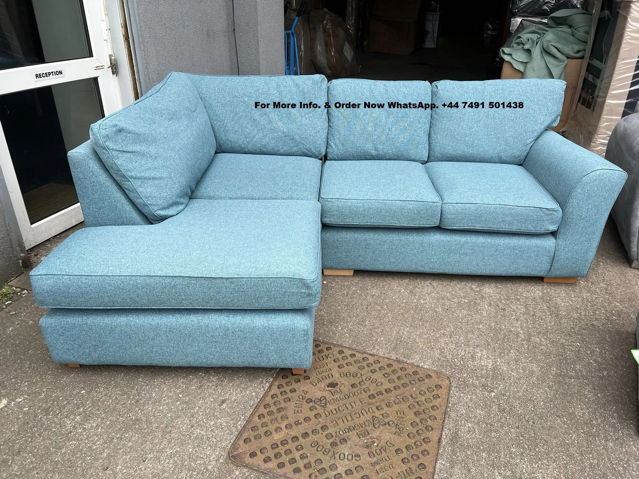 Next “Michigan” Corner Chaise Sofa – Boucle Weave Teal