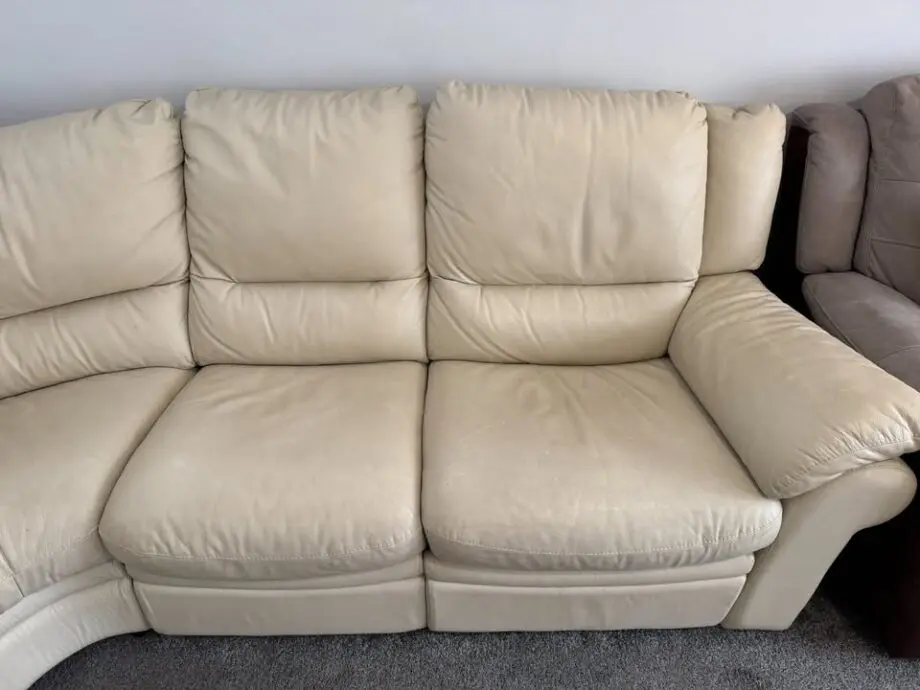 DFS Cream Leather Corner Sofa + 2 Footstools