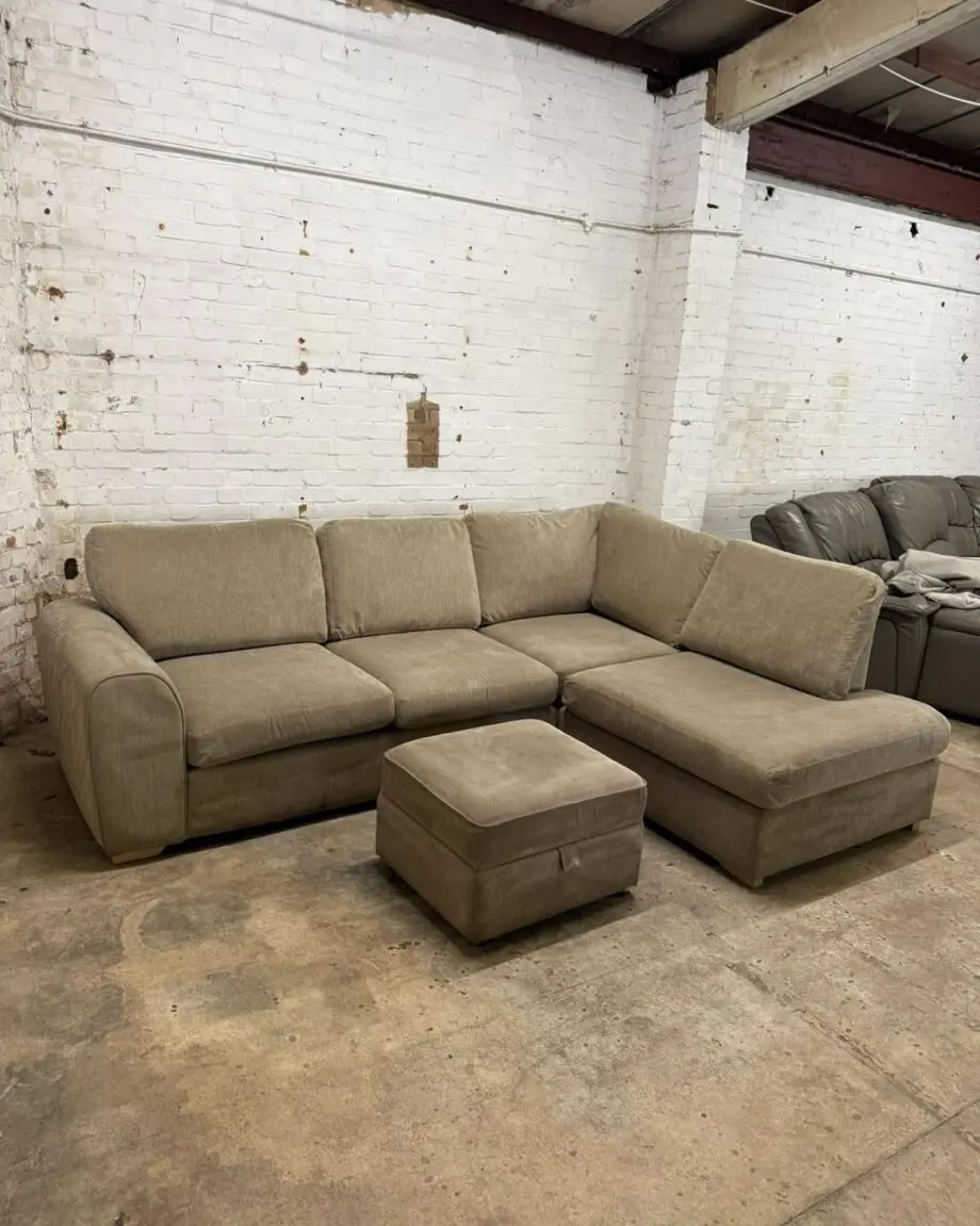 Dfs Orka Beige Corner Sofa With Storage Pouffe || COD