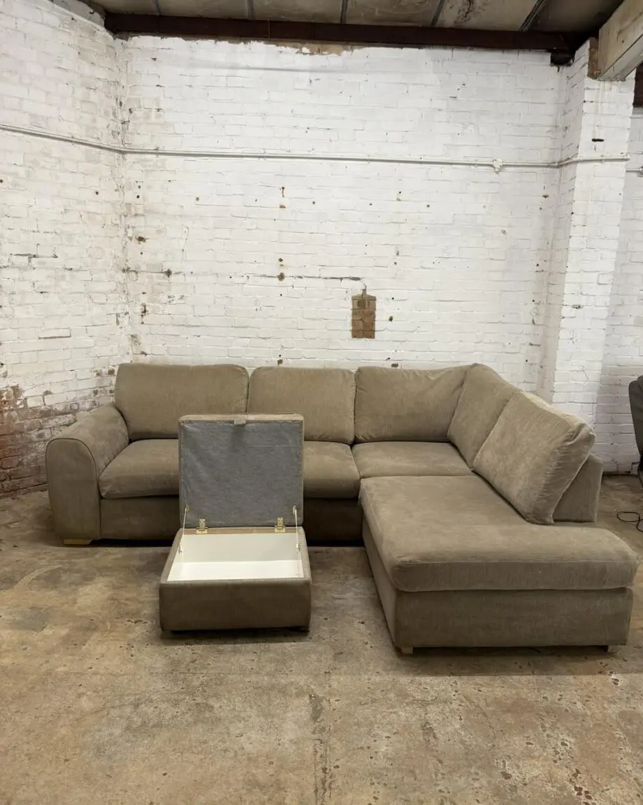 Dfs Orka Beige Corner Sofa With Storage Pouffe || COD