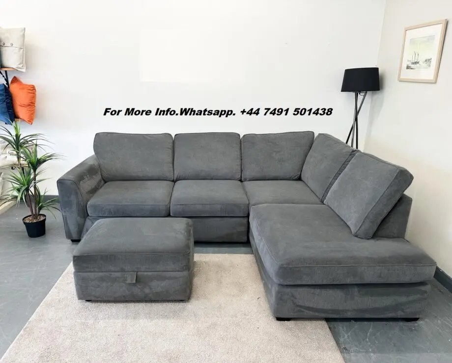Dfs Grey Orka Corner Sofa Matching Footstool || Cash On Delivery