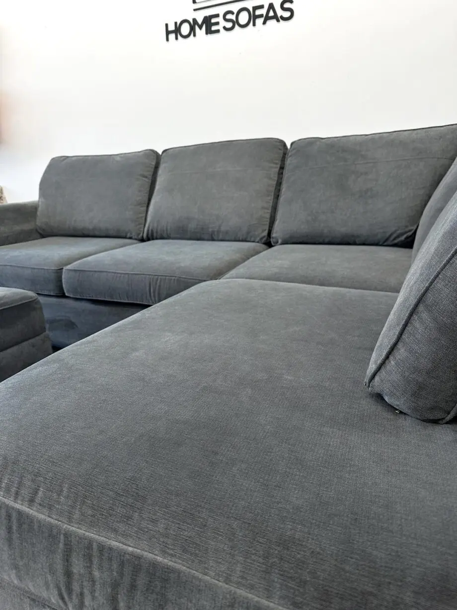 Dfs Grey Orka Corner Sofa Matching Footstool || Cash On Delivery