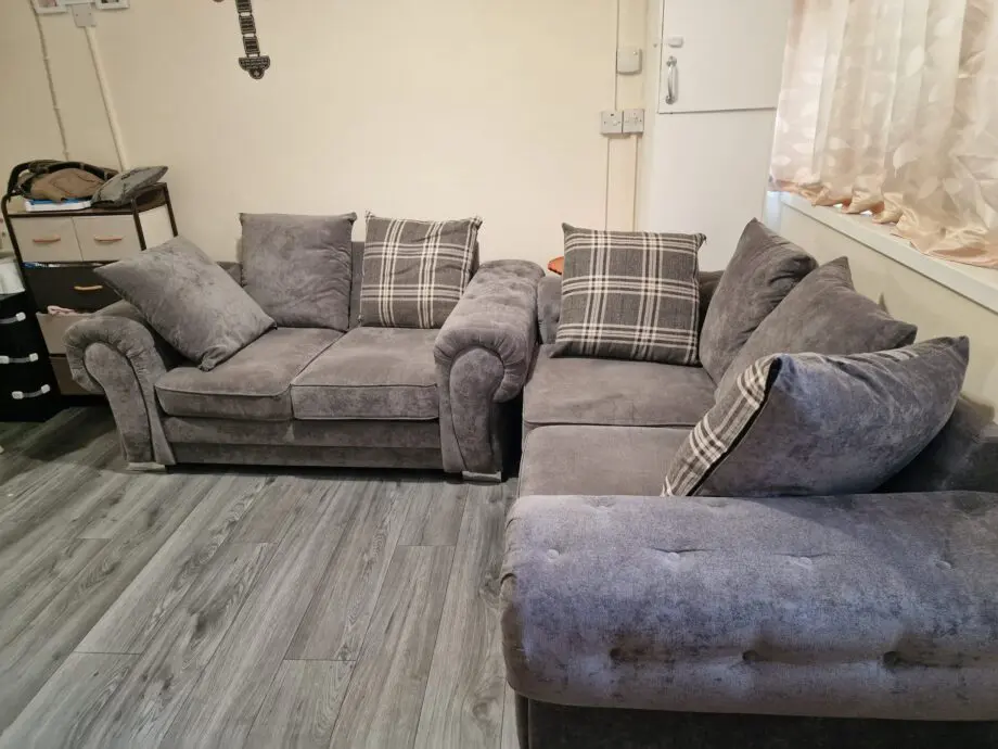 Grey fabric sofas
