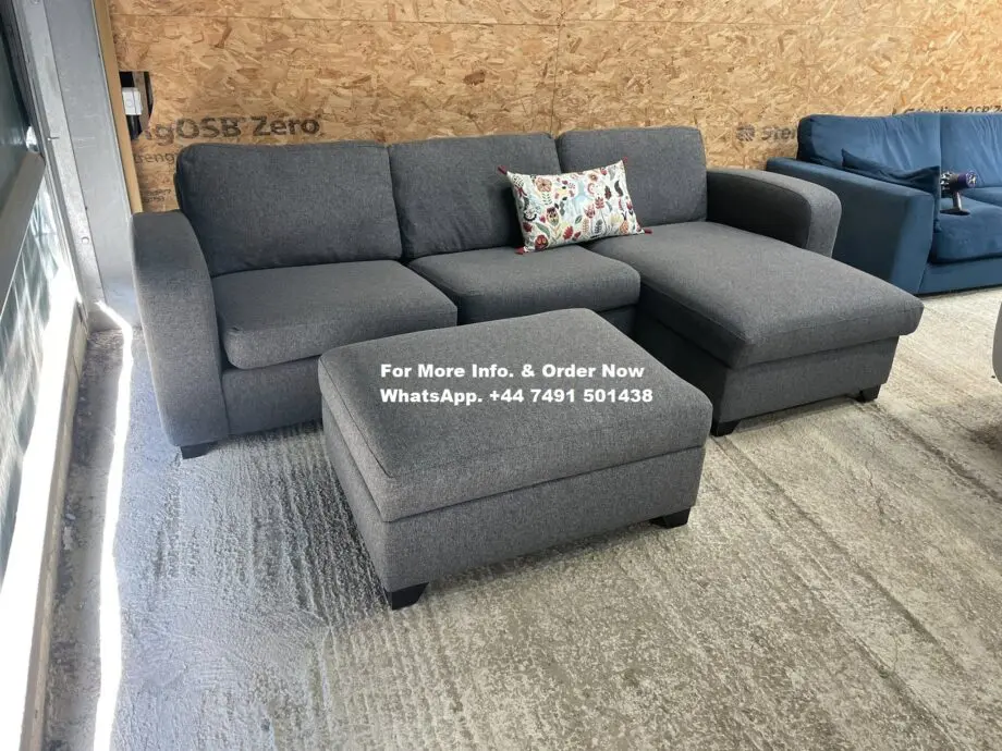 DFS Layla Dark Grey Corner Sofa With Matching Footstool