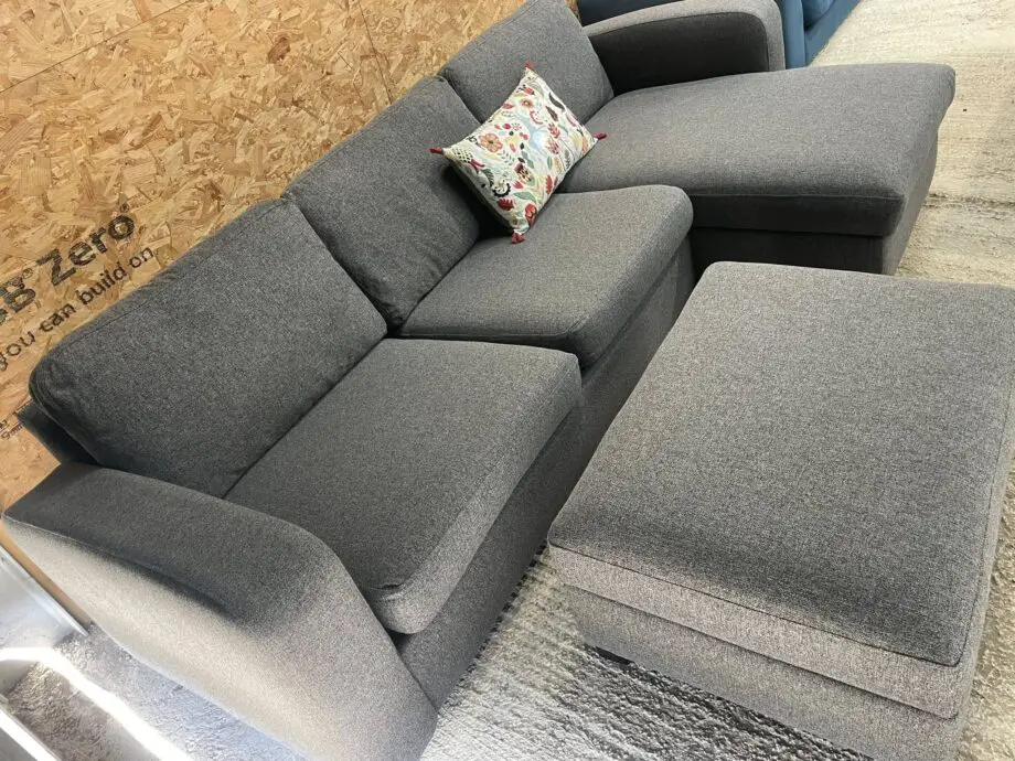 DFS Layla Dark Grey Corner Sofa With Matching Footstool