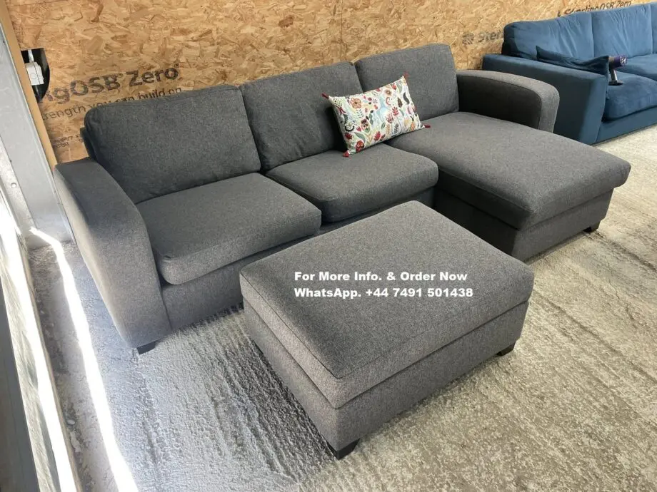 DFS Layla Dark Grey Corner Sofa With Matching Footstool