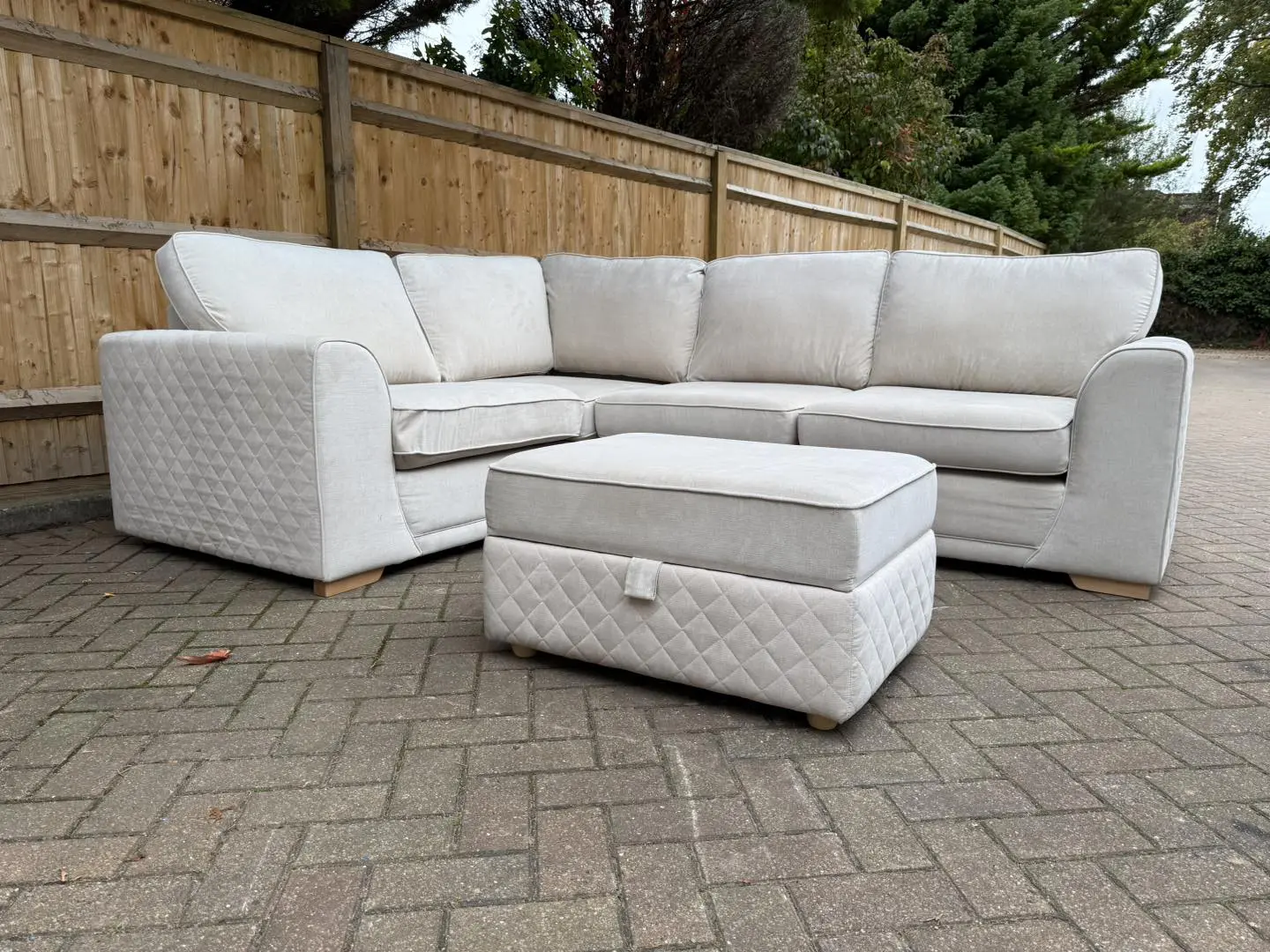 DFS Orka Cream Corner Sofa & Footstool 🛋️