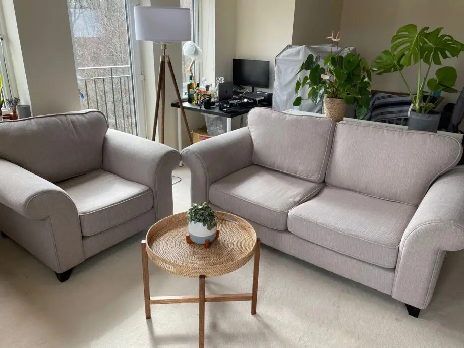 DFS Grey 2-Seater Sofa and Armchair