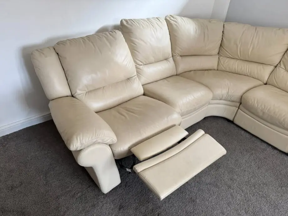 DFS Cream Leather Corner Sofa + 2 Footstools