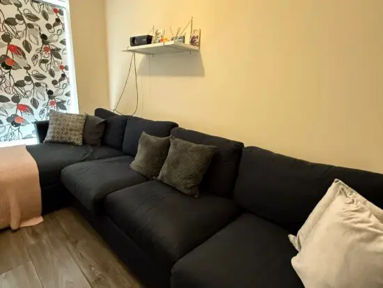 Dark navy 4-seater sofa with storage chaise