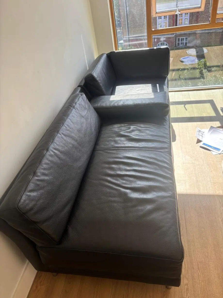 Habitat black leather sofa Scala range (rrp over £2,000)