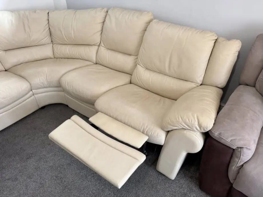 DFS Cream Leather Corner Sofa + 2 Footstools