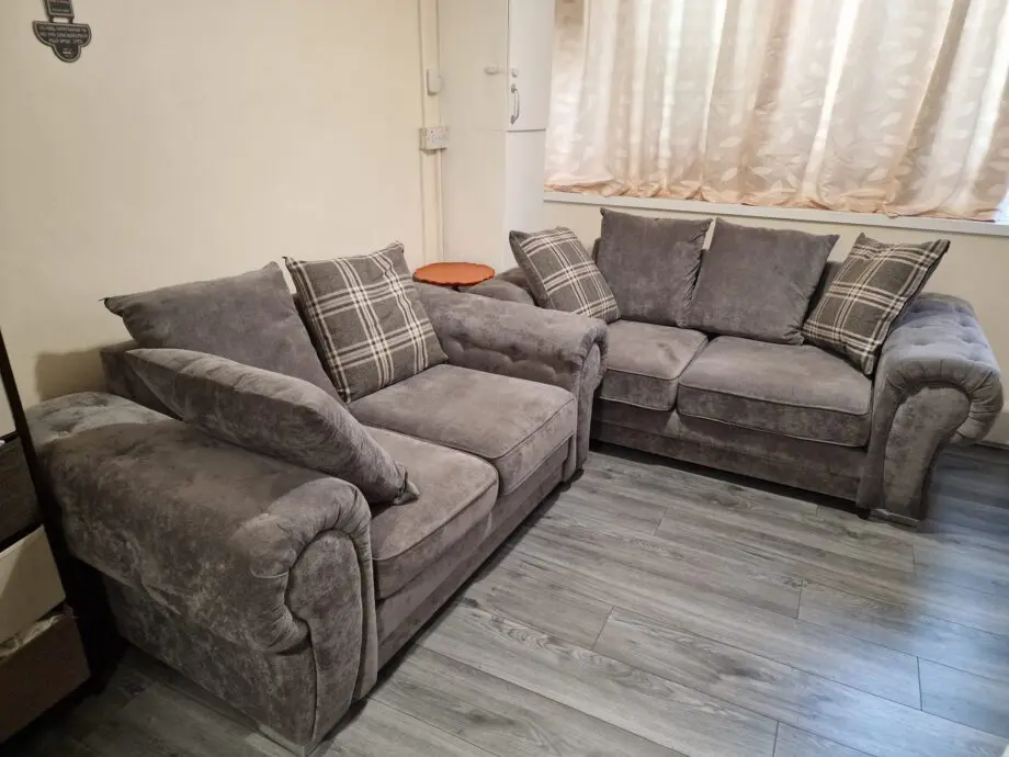 Grey fabric sofas