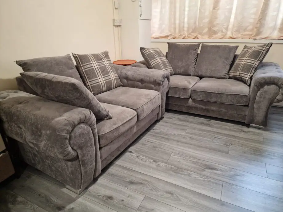 Grey fabric sofas