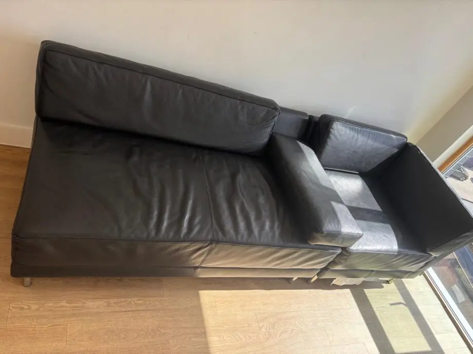 Habitat black leather sofa Scala range (rrp over £2,000)