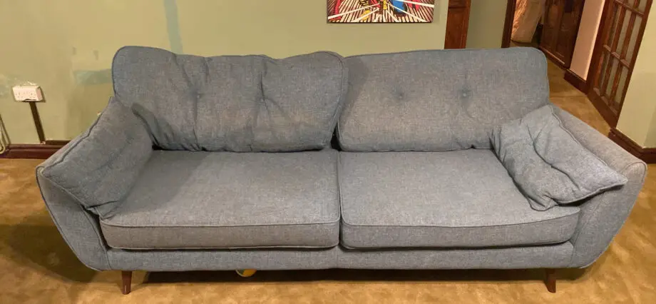 Teal DFS French Connection sofa and cuddler