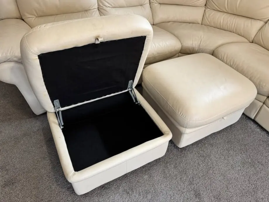 DFS Cream Leather Corner Sofa + 2 Footstools