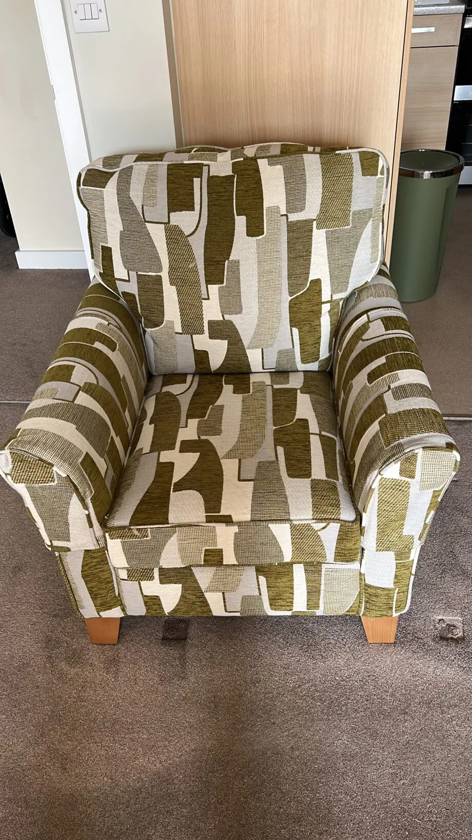 Cookes Elijah (EMELIA) Gallery Accent Chair Olive Pablo Abstract Chenille