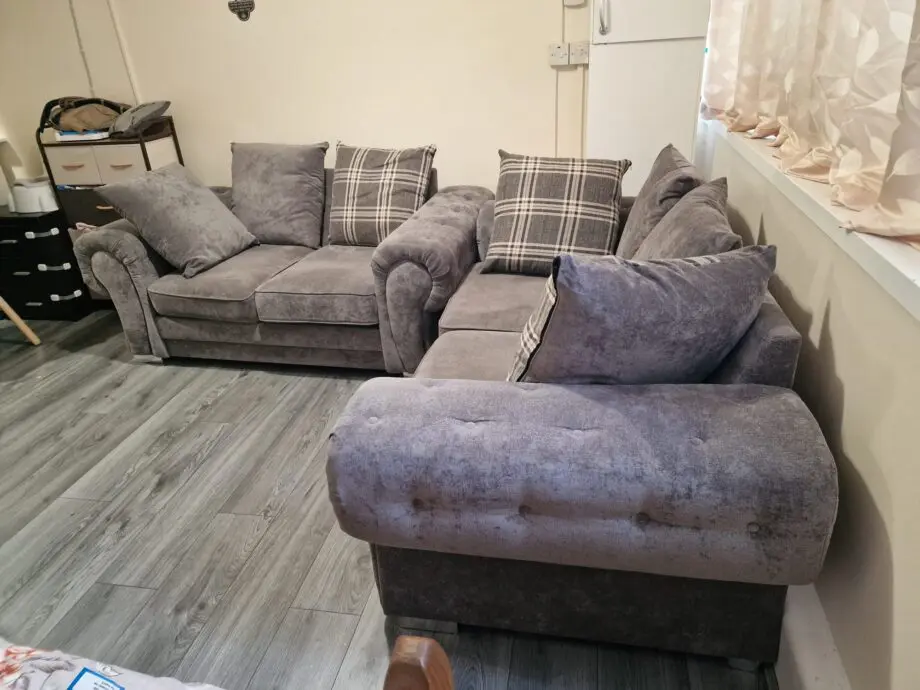 Grey fabric sofas