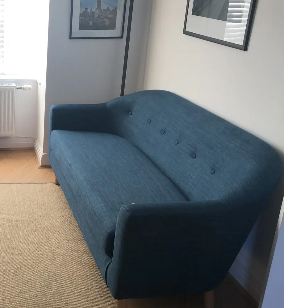 Stylish Made.com Blue 3 seater Sofa - Comfortable, Well-Kept, Modern Design