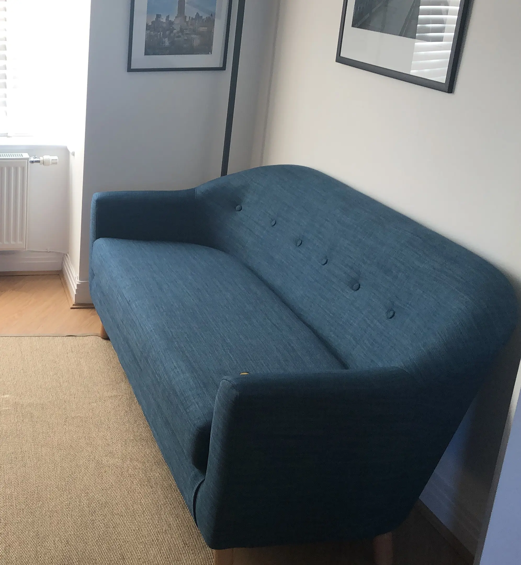 Stylish Made.com Blue 3 seater Sofa - Comfortable, Well-Kept, Modern Design