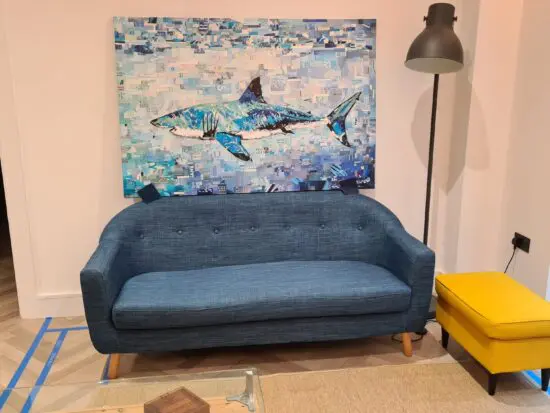Stylish Made.com Blue 3 seater Sofa - Comfortable, Well-Kept, Modern Design