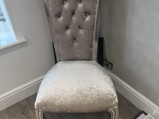 Silver High Backed Elegant Dining Chairs x 10 for sale